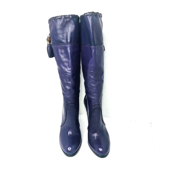 Gucci Vintage Purple Slouch Leather Knee-High Boots w/ Tassel Women’s Size EU 36 - Picture 8 of 12